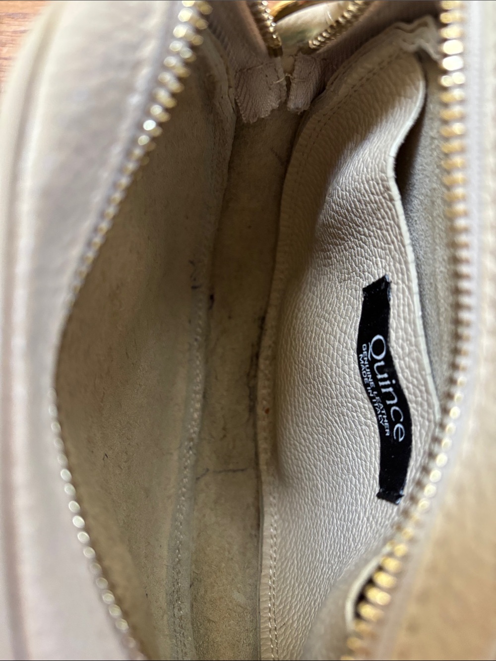 Quince Italian Leather Circle Crossbody Bag in Stone - Picture 8 of 8